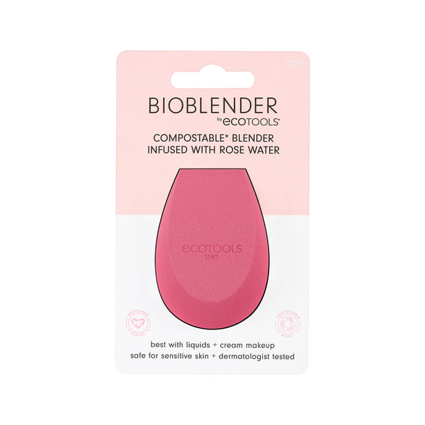 Pink teardrop makeup sponge in blister packaging