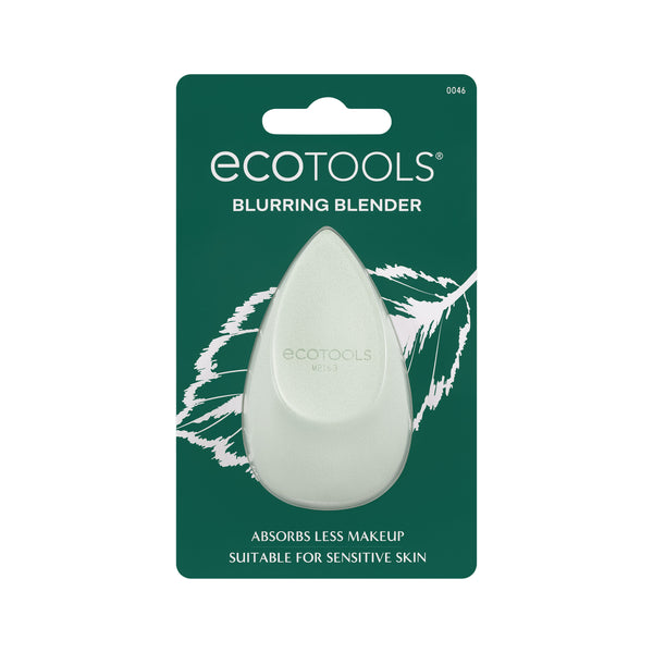 ECOTOOLS blurring blender sponge in retail package with light green teardrop sponge