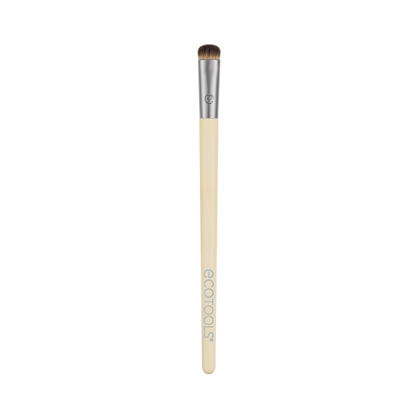 Precision detail brush with beige handle, silver ferrule, and brown bristles