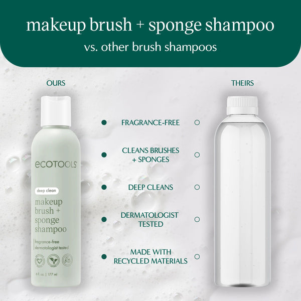 ECOTools makeup brush + sponge shampoo vs other brush shampoos comparison bottles