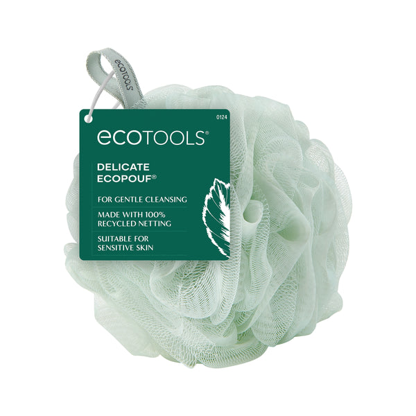 Delicate Eco Pouf bath sponge, light mint green net puff