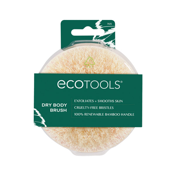 ECOTOOLS dry body brush in retail packaging with round bristle head