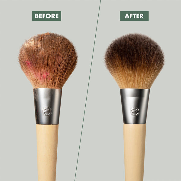 Makeup brush + sponge shampoo cleaning effect, before and after brush head