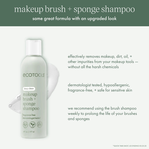 Makeup brush and sponge shampoo bottle, white with clear cap