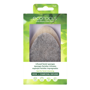 ECOTOOLS infused facial sponges package with two teardrop sponges pictured