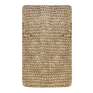 Exfoliating back scrubber with coarse woven tan-brown texture