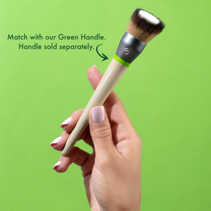 Interchangeable buffer brush with tan bristles and light green handle