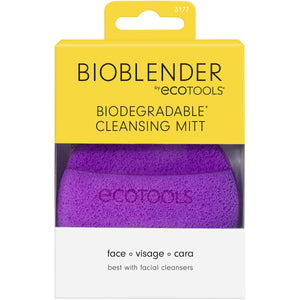 Biodegradable cleansing mitt package with purple ecotools sponge mitt