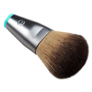 Conceal and highlight brush head with brown bristles on silver handle and turquoise ring
