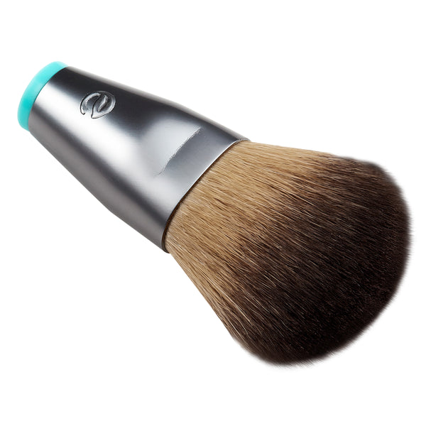 Conceal and highlight brush head with brown bristles on silver handle and turquoise ring