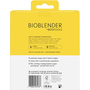 Bioblender ecotools makeup sponge trio retail packaging back with sponge details visible