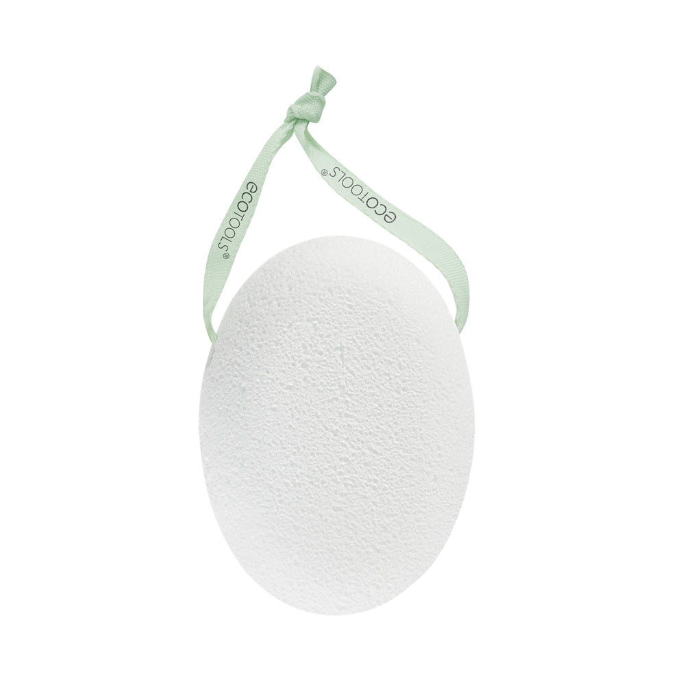 Oval white pumice smoothing stone with hanging loop for heels and feet