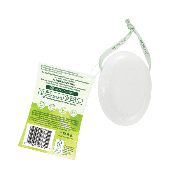 Pumice stone with green hanging loop and product label card packaging