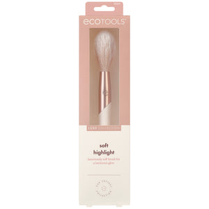Soft highlight makeup brush retail box with rose-gold handle and bristle head