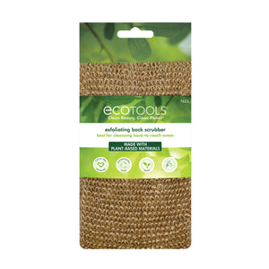 Exfoliating back scrubber retail package with coarse scrub texture panel