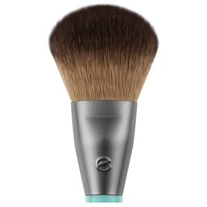 Conceal and highlight makeup brush head with brown bristles and silver handle