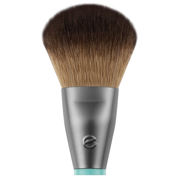Conceal and highlight makeup brush head with brown bristles and silver handle